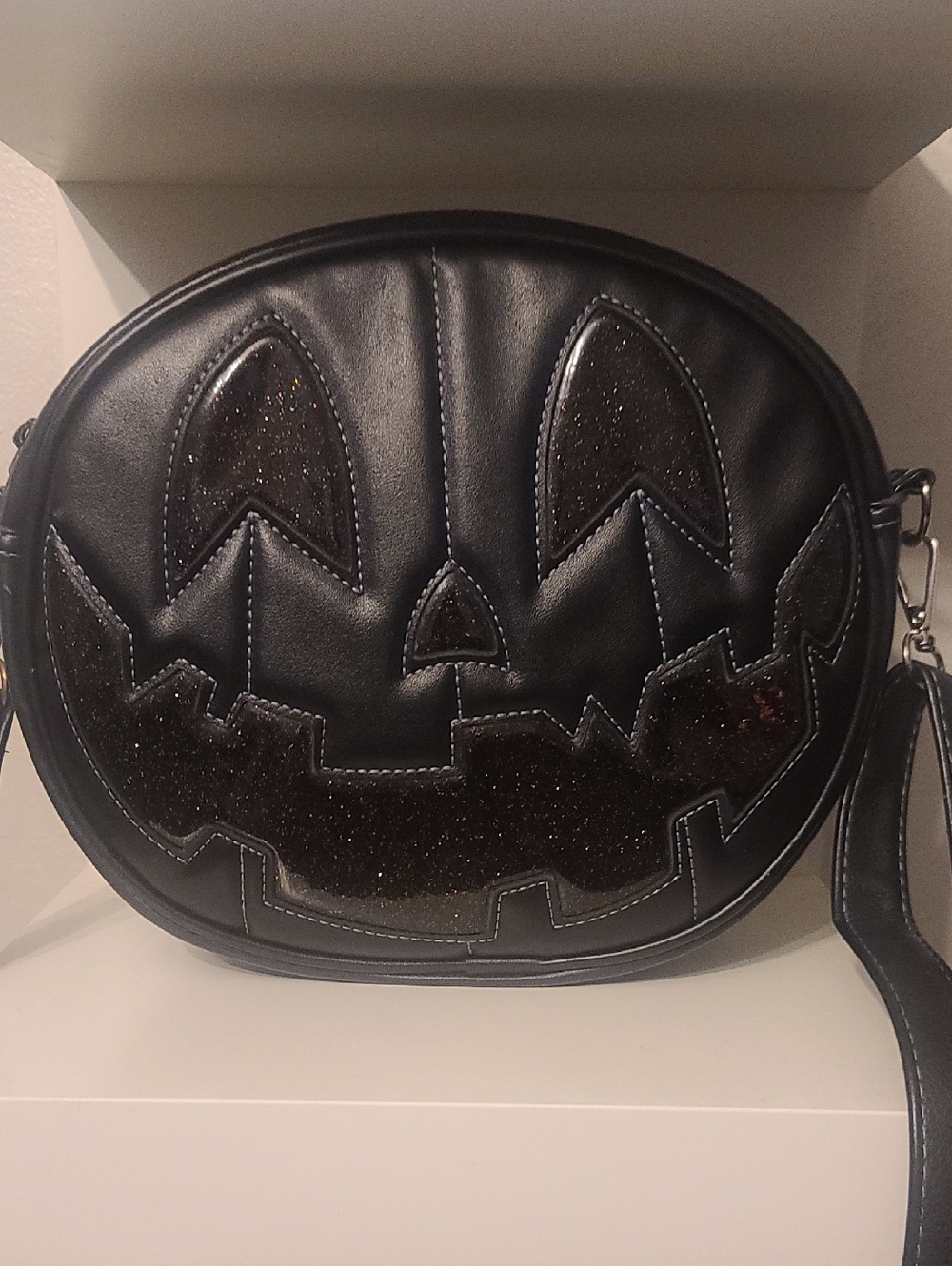 Black Halloween Jack-O'-Lantern Crossbody Bag By LOVE PAIN AND STITCHES